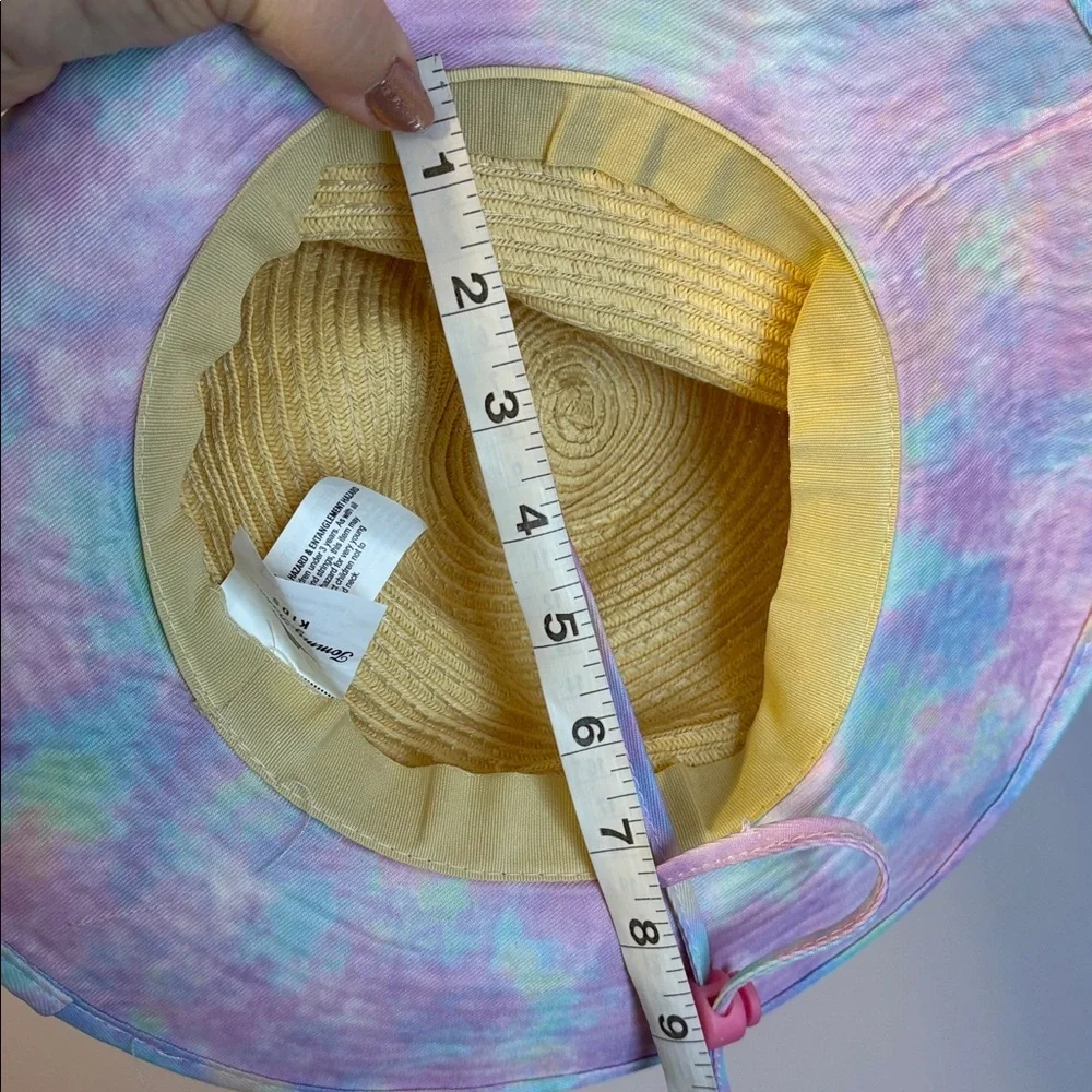 Tommy Bahama Kids Tie Dye Straw Wide Brim Sun Hat OS With Chin Strap